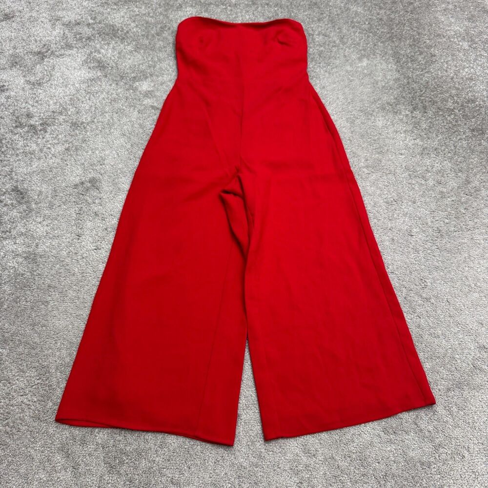 Aritzia Strapless Wide-Leg Jumpsuit in Red